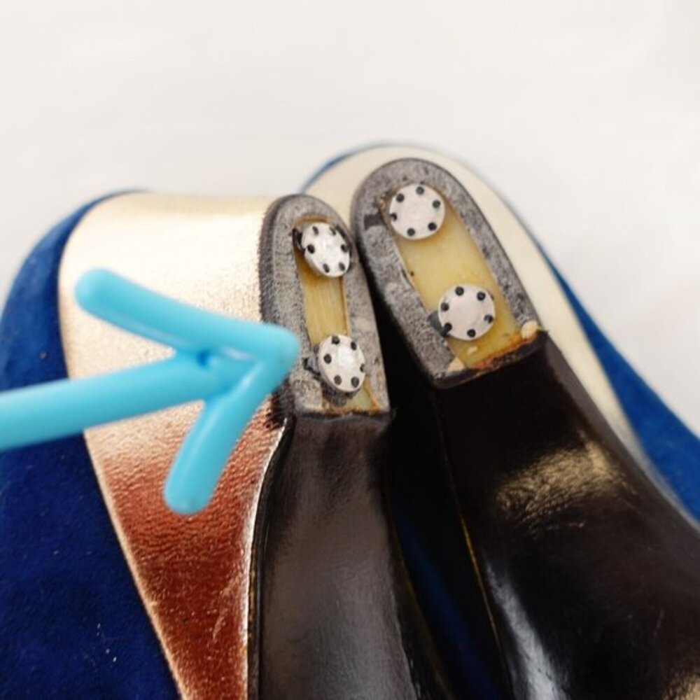 90s Christian Dior Shoes Leather 4 Sandals Slip On Wedge Pump Suede Soulier VTG - Picture 7 of 13